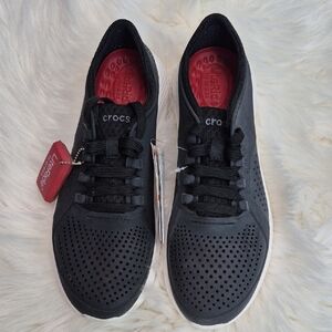 CROCS Black and Red Perforated Shoes